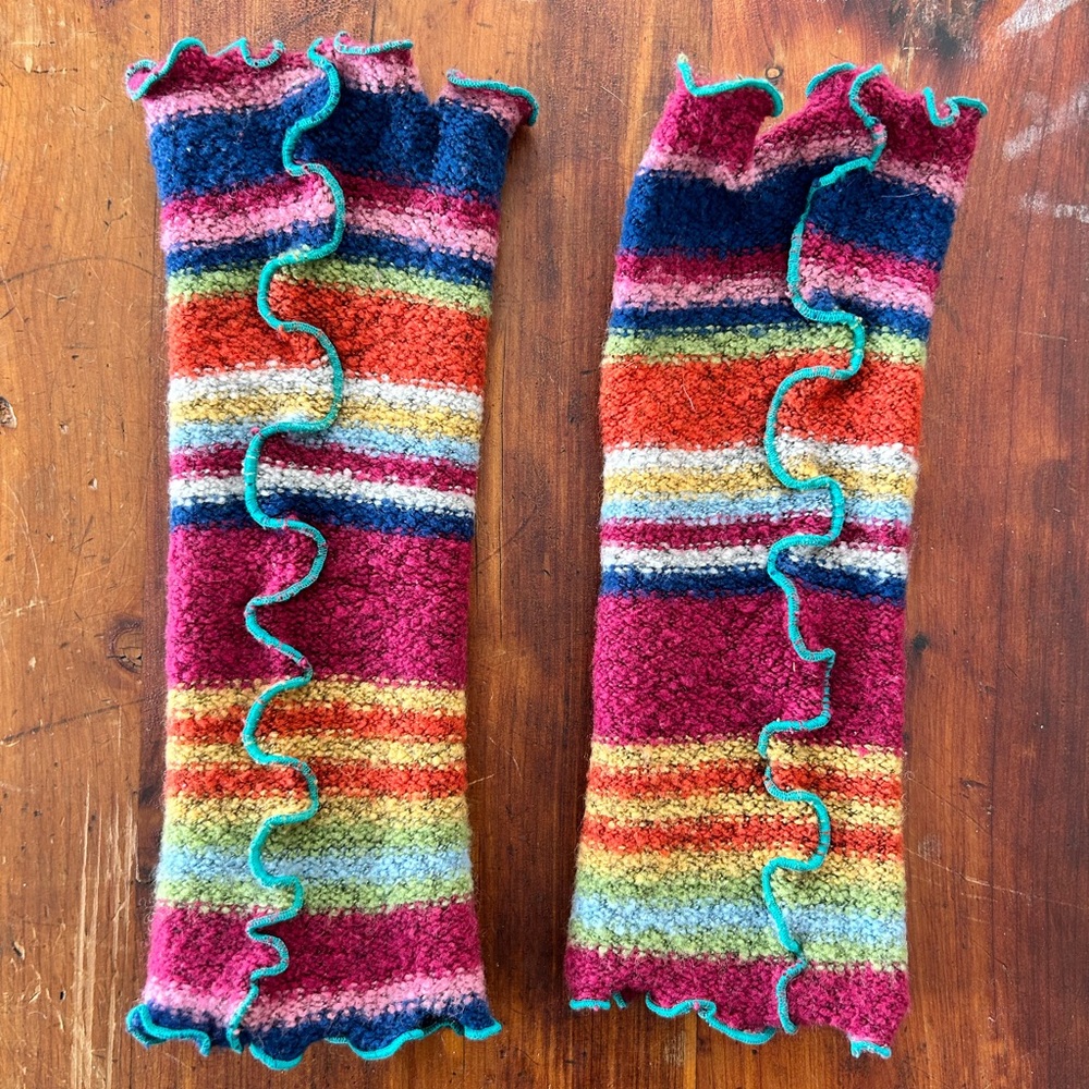 Colorful Striped Fingerless Gloves